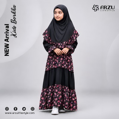 Floral Print Kids Borka Set