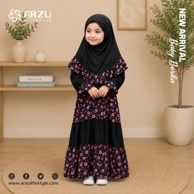 Floral Print Kids Borka Set